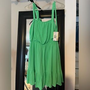 Green tie shoulder Sundress